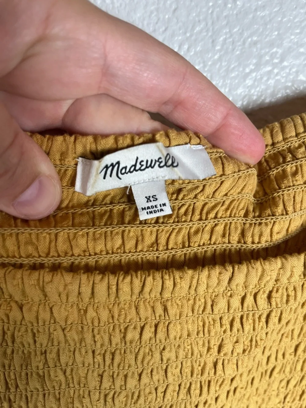 Madewell‎ Lucie Puff-Sleeve Smocked Bodice Top Earthen Gold Women's XS